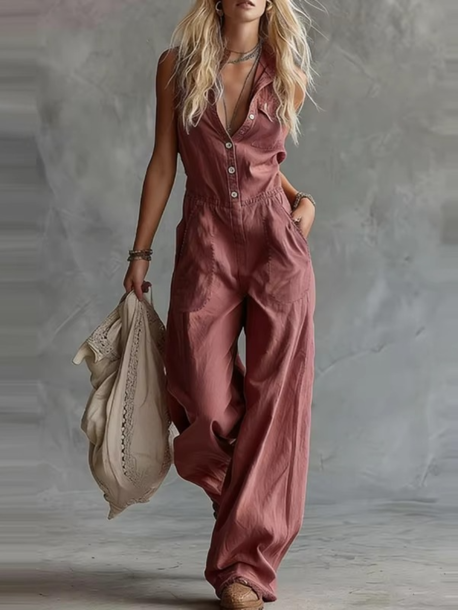 Virella™ – Sleeveless Button Jumpsuit