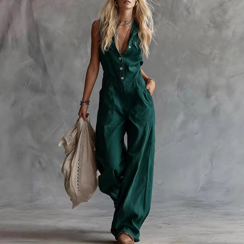 Virella™ – Sleeveless Button Jumpsuit